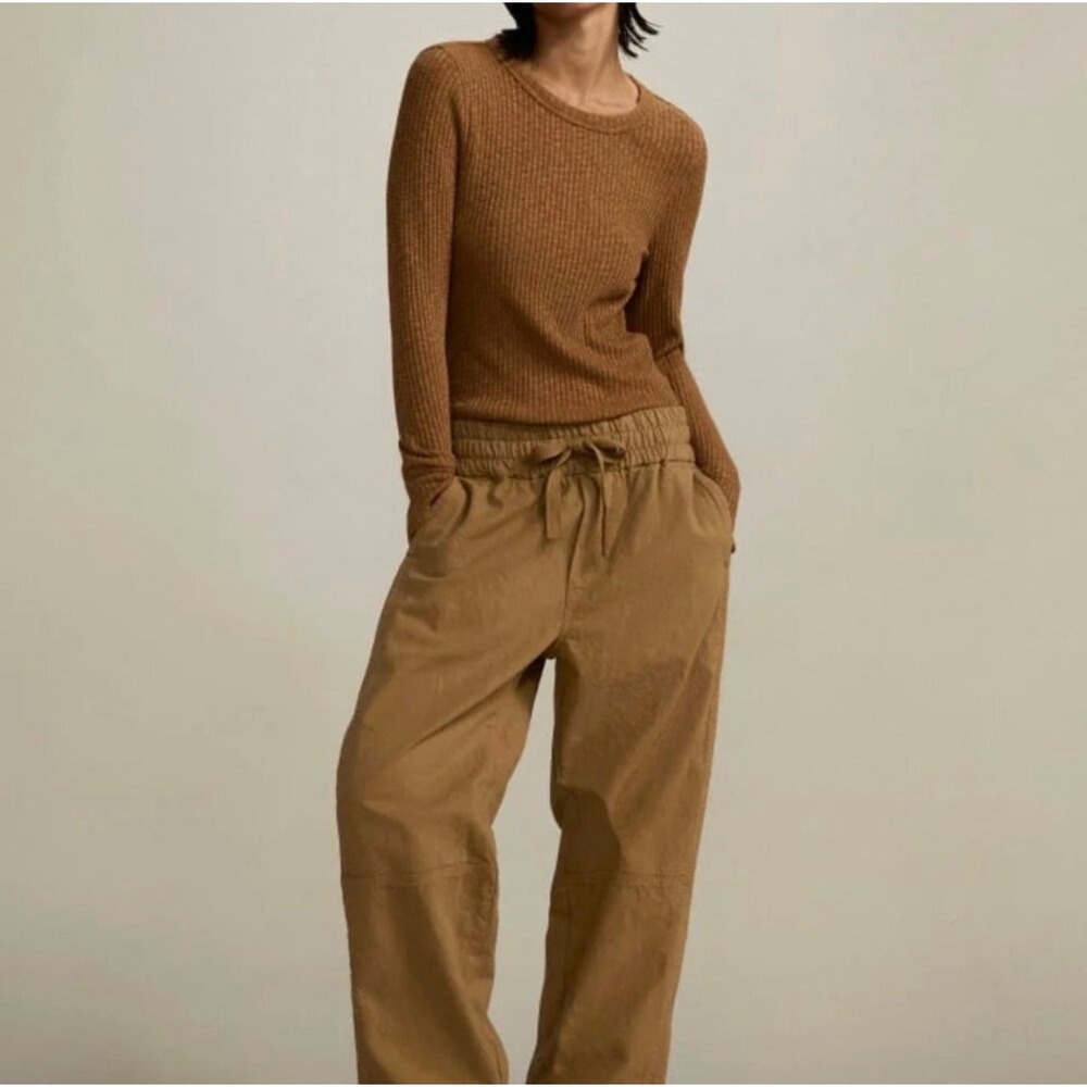 Everlane Organic Cotton Utility Pants Brown Elastic Waist Drawstring Large